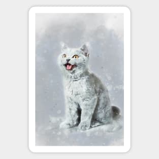 British shorthair kitten watercolor Magnet